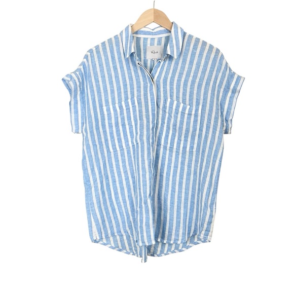 Rails Cito Linen Shirt In Lake View Stripe Size Medium